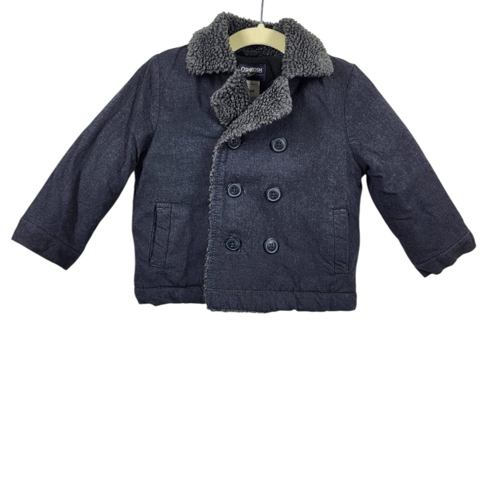 Oshkosh Bgosh Dark Denim Sherpa Collared Lining Coat in Dark Grey